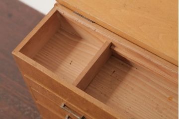 アンティーク雑貨　昭和レトロ　明るい木色が柔らかな雰囲気醸し出す裁縫箱(小引き出し、ソーイングボックス)