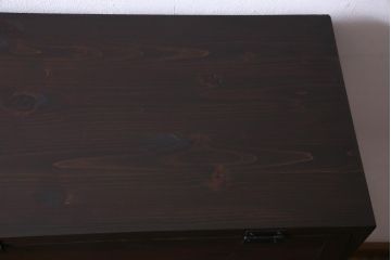 ラフジュ工房オリジナル　前面松材　古材の風合いが味わい深いパタパタ扉の収納棚(5段タイプ)(戸棚、下駄箱)