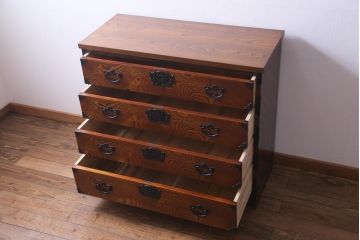 ビンテージ家具　ビンテージ　岩谷堂箪笥　天板リメイク　ダイナミックな杢目が目を引く衣装箪笥(チェスト)