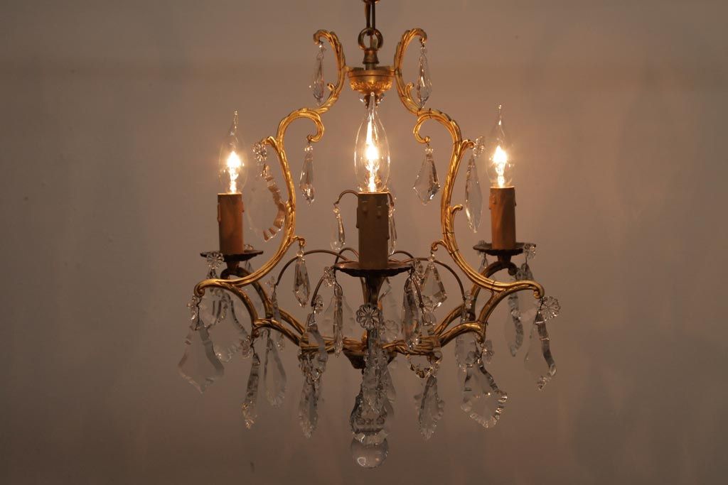 フランスアンティーク シャンデリア ガラスドロップ 照明 ランプ PARIS