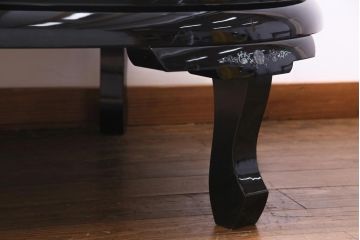 中古　民芸家具　オーバル型　ガラス天板付き　豪華絢爛な螺鈿細工の座卓(ローテーブル)(定価約67万円)