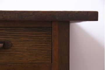 リメイク　両面引き出し付き　レトロな佇まいが魅力的なセンターテーブル(作業台、ローテーブル)(2)