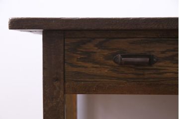 リメイク　両面引き出し付き　レトロな佇まいが魅力的なセンターテーブル(作業台、ローテーブル)(2)