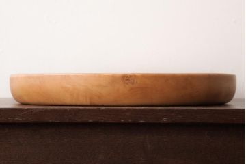 昭和中期　楓材鳥眼杢　美しい杢目と木肌のくりぬき盆(刳り貫き盆、トレー)