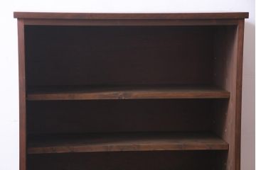 ラフジュ工房オリジナル　前板栗材　引き出し付き　両面ガラス　古い建具を活用した収納棚(組子、戸棚、キャビネット)