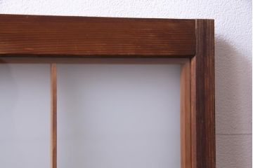 ラフジュ工房オリジナル　前板栗材　引き出し付き　両面ガラス　古い建具を活用した収納棚(組子、戸棚、キャビネット)