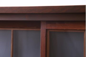 ラフジュ工房オリジナル　前板栗材　引き出し付き　両面ガラス　古い建具を活用した収納棚(組子、戸棚、キャビネット)