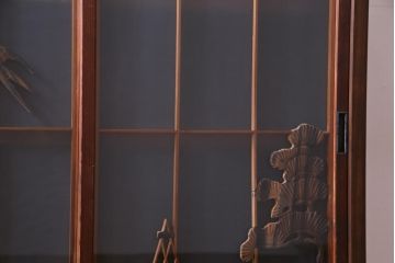 ラフジュ工房オリジナル　前板栗材　引き出し付き　両面ガラス　古い建具を活用した収納棚(組子、戸棚、キャビネット)