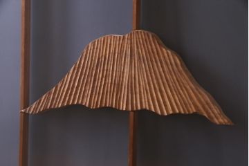ラフジュ工房オリジナル　前板栗材　引き出し付き　両面ガラス　古い建具を活用した収納棚(組子、戸棚、キャビネット)