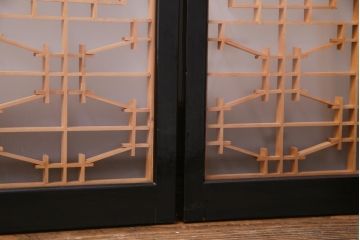 ラフジュ工房オリジナル　リメイク　古い書院戸を活用した引き出し付きガラス戸棚(収納棚、組子)