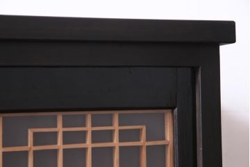 ラフジュ工房オリジナル　リメイク　古い書院戸を活用した引き出し付きガラス戸棚(収納棚、組子)