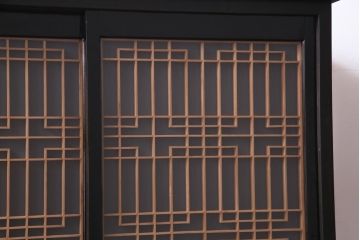 ラフジュ工房オリジナル　リメイク　古い書院戸を活用した引き出し付きガラス戸棚(収納棚、組子)