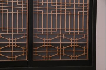 ラフジュ工房オリジナル　リメイク　古い書院戸を活用した引き出し付きガラス戸棚(収納棚、組子)
