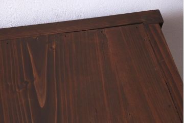 アンティーク家具　大正昭和初期　前面ケヤキ材　漆塗り　組子細工　ひょうたん型の取っ手が遊び心感じる収納棚(戸棚)