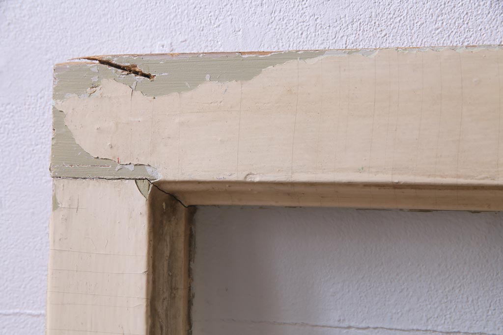 ジャンク品　フランスアンティーク　オリジナルペイント　薄型　シャビーな風合いがお洒落なガラス窓