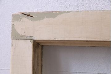 ジャンク品　フランスアンティーク　オリジナルペイント　薄型　シャビーな風合いがお洒落なガラス窓