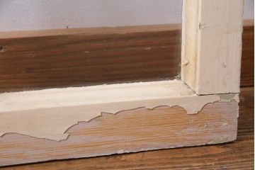 ジャンク品　フランスアンティーク　オリジナルペイント　薄型　シャビーな風合いがお洒落なガラス窓