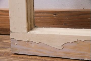 ジャンク品　フランスアンティーク　オリジナルペイント　薄型　シャビーな風合いがお洒落なガラス窓