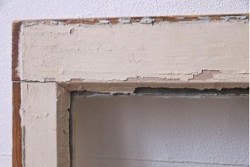 ジャンク品　フランスアンティーク　オリジナルペイント　薄型　シャビーな風合いがお洒落なガラス窓