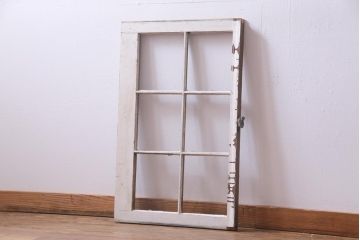 ジャンク品　フランスアンティーク　古いペイントの質感がシャビーなガラス窓