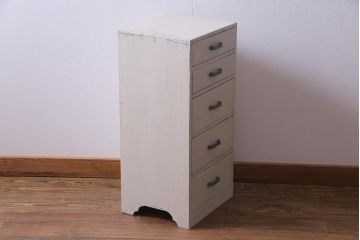 ペイント家具　レトロな風合いのサイドチェスト(小引き出し、ドロアー)