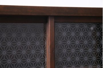 ラフジュ工房オリジナル　当店オリジナルガラスを組み入れた古建具リメイクの壁掛け戸棚(ウォールシェルフ、収納棚)