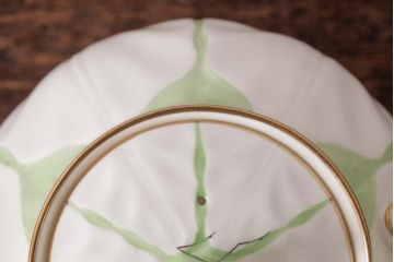 イギリスアンティーク　AYNSLEY(エインズレイ) バタフライ(蝶々)　グリーン　ティーセット(ティーポット、シュガーポット、クリーマー)