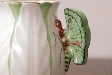 イギリスアンティーク　AYNSLEY(エインズレイ) バタフライ(蝶々)　グリーン　ティーセット(ティーポット、シュガーポット、クリーマー)