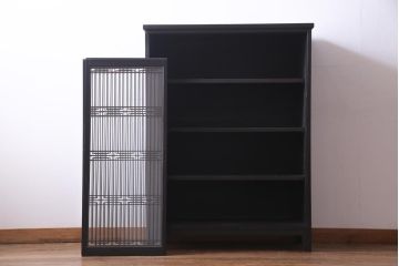 ラフジュ工房オリジナル　古い書院戸を活かした和モダンな脚付き戸棚(組子、収納棚)(2)