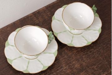 イギリスアンティーク　AYNSLEY(エインズレイ) バタフライ(蝶々)　カップ&ソーサー2客セット(洋食器)