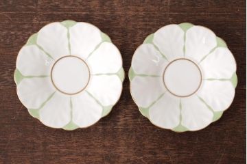 イギリスアンティーク　AYNSLEY(エインズレイ) バタフライ(蝶々)　カップ&ソーサー2客セット(洋食器)