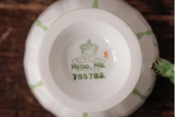 イギリスアンティーク　AYNSLEY(エインズレイ) バタフライ(蝶々)　デミタスカップ&ソーサー2客セット(洋食器)(1)