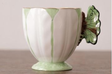 イギリスアンティーク　AYNSLEY(エインズレイ) バタフライ(蝶々)　デミタスカップ&ソーサー2客セット(洋食器)(2)