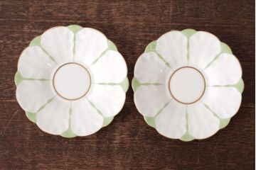 イギリスアンティーク　AYNSLEY(エインズレイ) バタフライ(蝶々)　デミタスカップ&ソーサー2客セット(洋食器)(2)