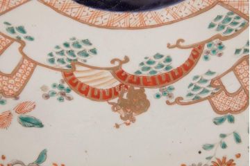 古民具・骨董　色絵　鮮やかな色使いが目を引く鳳凰紋の二尺大皿(絵皿、飾り皿)