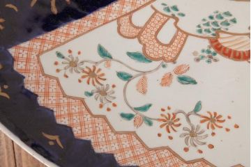 古民具・骨董　色絵　鮮やかな色使いが目を引く鳳凰紋の二尺大皿(絵皿、飾り皿)