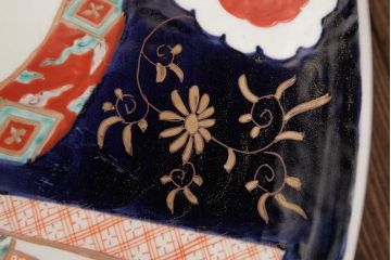 古民具・骨董　色絵　鮮やかな色使いが目を引く鳳凰紋の二尺大皿(絵皿、飾り皿)