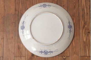 古民具・骨董　色絵　鮮やかな色使いが目を引く鳳凰紋の二尺大皿(絵皿、飾り皿)