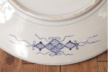 古民具・骨董　色絵　鮮やかな色使いが目を引く鳳凰紋の二尺大皿(絵皿、飾り皿)