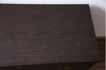 アンティーク家具　和製アンティーク　鉄脚付リメイク　銅金具　総桐材の上質な箪笥リビングボード(ローボード、チェスト、和タンス、桐箪笥、桐たんす)(1)