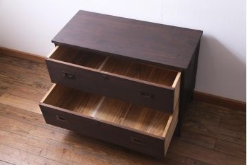 アンティーク家具　和製アンティーク　鉄脚付リメイク　銅金具　総桐材の上質な箪笥リビングボード(ローボード、チェスト、和タンス、桐箪笥、桐たんす)(2)