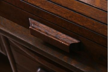 アンティーク家具　和製アンティーク　ナラ材　重厚な佇まいが風格感じるロールトップデスク(片袖机)
