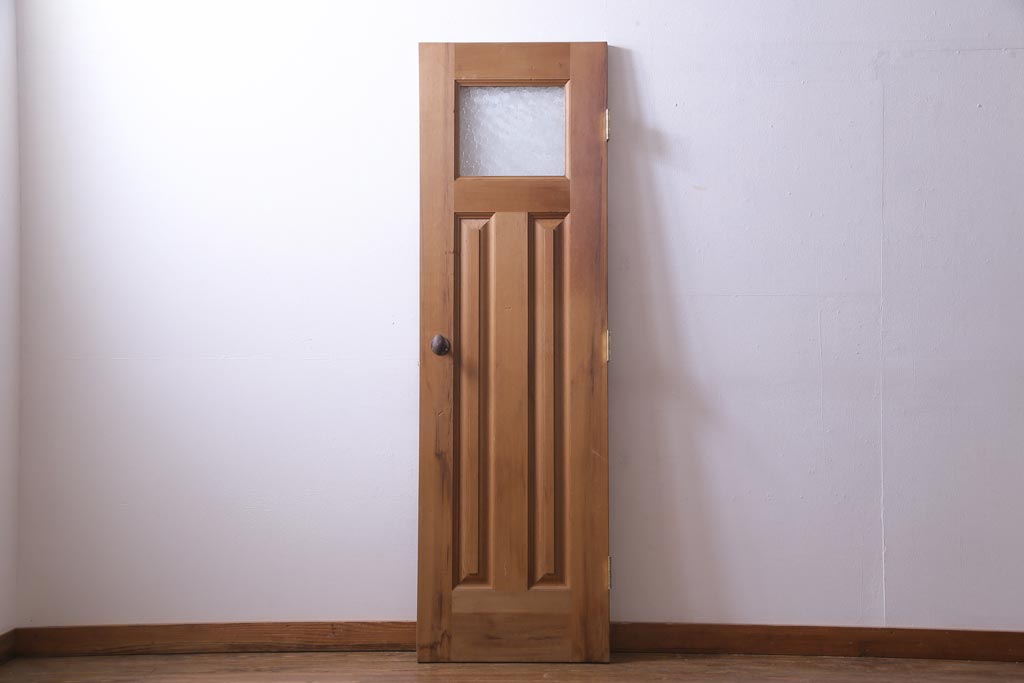 フランスアンティーク　幅狭　ナチュラルな風合いが温かみを感じる木製ガラスドア(木製扉)