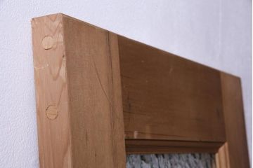 フランスアンティーク　幅狭　ナチュラルな風合いが温かみを感じる木製ガラスドア(木製扉)