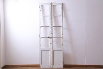 フランスアンティーク　両開き　DIYにおすすめなフレンチシャビーの親子ドア(扉、両開き戸、建具)