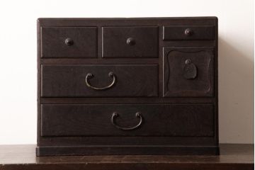 明治大正期　工芸品　総桑材　からくり施された指物家具の小引き出し(小物収納)