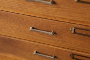 レトロ家具　昭和レトロ　ナラ材　ネームプレート付き　あたたかな色味の小引き出し(小物収納)