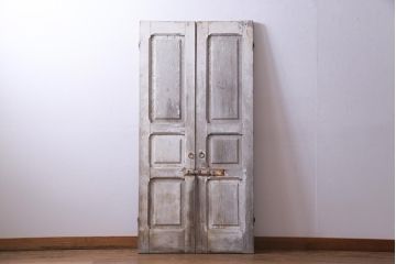 フランスアンティーク　シャビーな美しさが漂うペイントドア一対(木製扉、親子ドア、ディスプレイ)