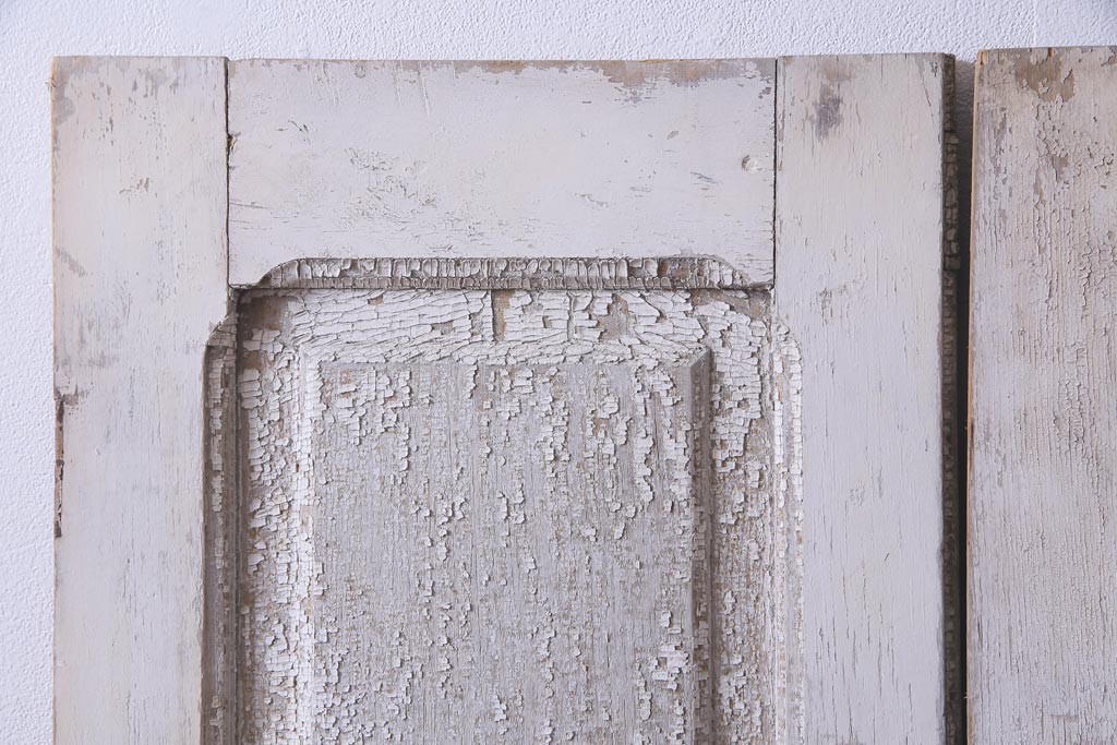 フランスアンティーク　シャビーな美しさが漂うペイントドア一対(木製扉、親子ドア、ディスプレイ)