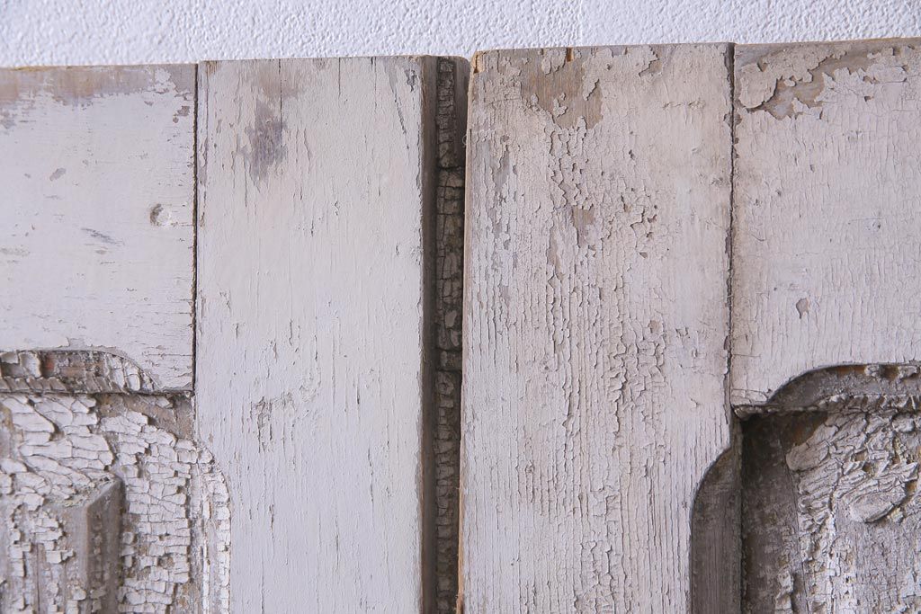 フランスアンティーク　シャビーな美しさが漂うペイントドア一対(木製扉、親子ドア、ディスプレイ)